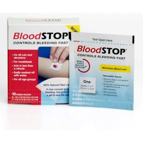 Lifescience Plus BloodSTOP Hemostatic Matrix For External Wounds 1in x 1in, 20/per box BS-09